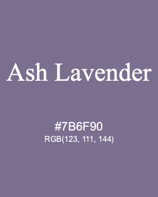 Ash Lavender, hex code is #7B6F90, and value of RGB is (123, 111, 144). 358 Copic colors. Download palettes, patterns and gradients colors of Ash Lavender.