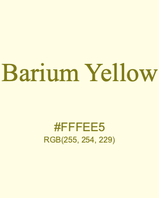 Barium Yellow, hex code is #FFFEE5, and value of RGB is (255, 254, 229). 358 Copic colors. Download palettes, patterns and gradients colors of Barium Yellow.