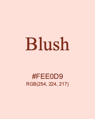 Blush, hex code is #FEE0D9, and value of RGB is (254, 224, 217). 358 Copic colors. Download palettes, patterns and gradients colors of Blush.