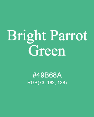 Bright Parrot Green, hex code is #49B68A, and value of RGB is (73, 182, 138). 358 Copic colors. Download palettes, patterns and gradients colors of Bright Parrot Green.