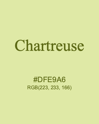 Chartreuse, hex code is #DFE9A6, and value of RGB is (223, 233, 166). 358 Copic colors. Download palettes, patterns and gradients colors of Chartreuse.
