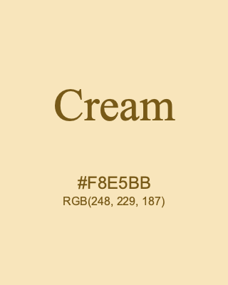 Cream, hex code is #F8E5BB, and value of RGB is (248, 229, 187). 358 Copic colors. Download palettes, patterns and gradients colors of Cream.