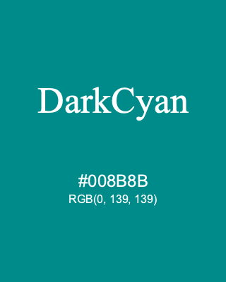 DarkCyan, hex code is #008B8B, and value of RGB is (0, 139, 139). HTML Color Names. Download palettes, patterns and gradients colors of DarkCyan.