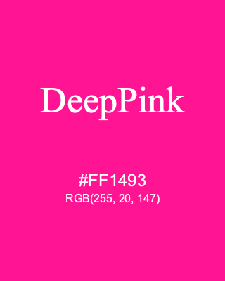 DeepPink, hex code is #FF1493, and value of RGB is (255, 20, 147). HTML Color Names. Download palettes, patterns and gradients colors of DeepPink.