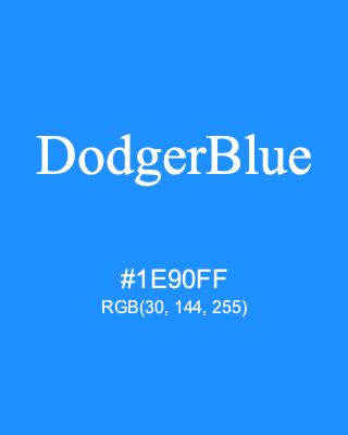 DodgerBlue, hex code is #1E90FF, and value of RGB is (30, 144, 255). HTML Color Names. Download palettes, patterns and gradients colors of DodgerBlue.