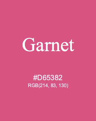 Garnet, hex code is #D65382, and value of RGB is (214, 83, 130). 358 Copic colors. Download palettes, patterns and gradients colors of Garnet.