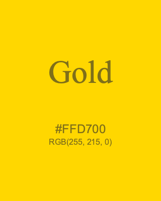 Gold, hex code is #FFD700, and value of RGB is (255, 215, 0). HTML Color Names. Download palettes, patterns and gradients colors of Gold.
