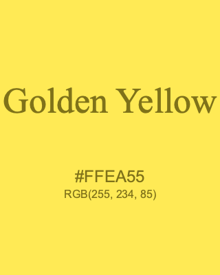 Golden Yellow, hex code is #FFEA55, and value of RGB is (255, 234, 85). 358 Copic colors. Download palettes, patterns and gradients colors of Golden Yellow.