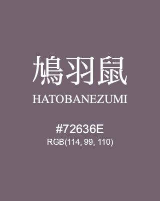 鳩羽鼠 HATOBANEZUMI, hex code is #72636E, and value of RGB is (114, 99, 110). Traditional colors of Japan. Download palettes, patterns and gradients colors of HATOBANEZUMI.