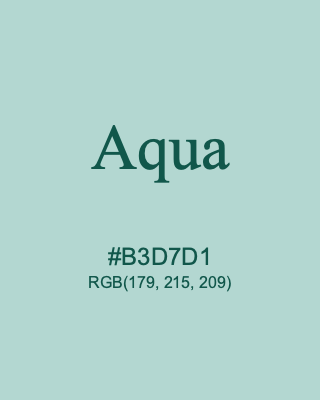 Aqua, hex code is #B3D7D1, and value of RGB is (179, 215, 209). Lego colors. Download palettes, patterns and gradients colors of Aqua.