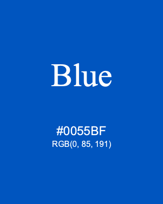 Blue, hex code is #0055BF, and value of RGB is (0, 85, 191). Lego colors. Download palettes, patterns and gradients colors of Blue.