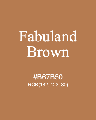 Fabuland Brown, hex code is #B67B50, and value of RGB is (182, 123, 80). Lego colors. Download palettes, patterns and gradients colors of Fabuland Brown.