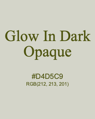 Glow In Dark Opaque, hex code is #D4D5C9, and value of RGB is (212, 213, 201). Lego colors. Download palettes, patterns and gradients colors of Glow In Dark Opaque.