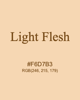 Light Flesh, hex code is #F6D7B3, and value of RGB is (246, 215, 179). Lego colors. Download palettes, patterns and gradients colors of Light Flesh.
