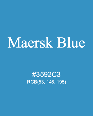 Maersk Blue, hex code is #3592C3, and value of RGB is (53, 146, 195). Lego colors. Download palettes, patterns and gradients colors of Maersk Blue.