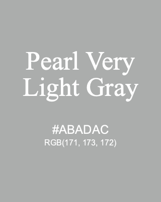 Pearl Very Light Gray, hex code is #ABADAC, and value of RGB is (171, 173, 172). Lego colors. Download palettes, patterns and gradients colors of Pearl Very Light Gray.
