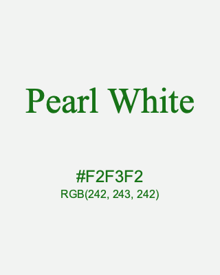 Pearl White, hex code is #F2F3F2, and value of RGB is (242, 243, 242). Lego colors. Download palettes, patterns and gradients colors of Pearl White.