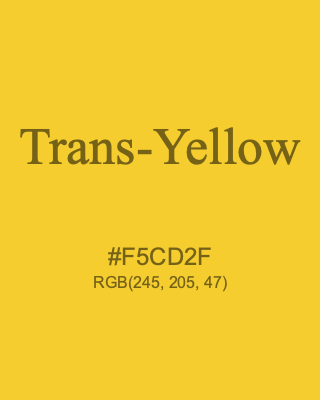 Trans-Yellow, hex code is #F5CD2F, and value of RGB is (245, 205, 47). Lego colors. Download palettes, patterns and gradients colors of Trans-Yellow.