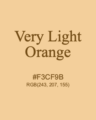 Very Light Orange, hex code is #F3CF9B, and value of RGB is (243, 207, 155). Lego colors. Download palettes, patterns and gradients colors of Very Light Orange.