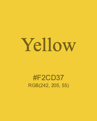 Yellow, hex code is #F2CD37, and value of RGB is (242, 205, 55). Lego colors. Download palettes, patterns and gradients colors of Yellow.