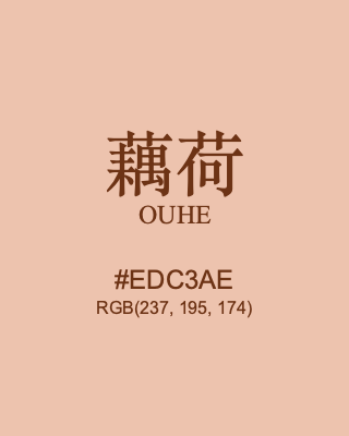 藕荷 ouhe, hex code is #edc3ae, and value of RGB is (237, 195, 174). Traditional colors of China. Download palettes, patterns and gradients colors of ouhe.