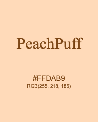 PeachPuff, hex code is #FFDAB9, and value of RGB is (255, 218, 185). HTML Color Names. Download palettes, patterns and gradients colors of PeachPuff.