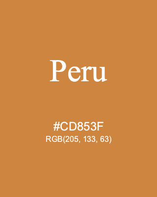 Peru, hex code is #CD853F, and value of RGB is (205, 133, 63). HTML Color Names. Download palettes, patterns and gradients colors of Peru.