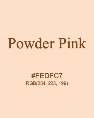 Powder Pink, hex code is #FEDFC7, and value of RGB is (254, 223, 199). 358 Copic colors. Download palettes, patterns and gradients colors of Powder Pink.