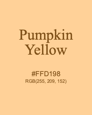 Pumpkin Yellow, hex code is #FFD198, and value of RGB is (255, 209, 152). 358 Copic colors. Download palettes, patterns and gradients colors of Pumpkin Yellow.