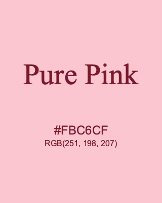Pure Pink, hex code is #FBC6CF, and value of RGB is (251, 198, 207). 358 Copic colors. Download palettes, patterns and gradients colors of Pure Pink.