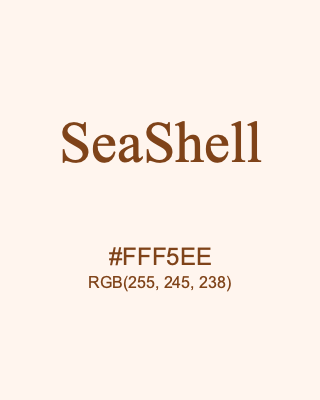 SeaShell, hex code is #FFF5EE, and value of RGB is (255, 245, 238). HTML Color Names. Download palettes, patterns and gradients colors of SeaShell.