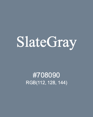 SlateGray, hex code is #708090, and value of RGB is (112, 128, 144). HTML Color Names. Download palettes, patterns and gradients colors of SlateGray.
