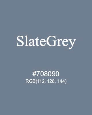 SlateGrey, hex code is #708090, and value of RGB is (112, 128, 144). HTML Color Names. Download palettes, patterns and gradients colors of SlateGrey.