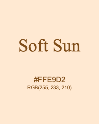 Soft Sun, hex code is #FFE9D2, and value of RGB is (255, 233, 210). 358 Copic colors. Download palettes, patterns and gradients colors of Soft Sun.