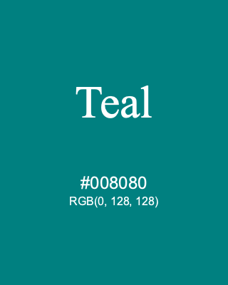 Teal, hex code is #008080, and value of RGB is (0, 128, 128). HTML Color Names. Download palettes, patterns and gradients colors of Teal.