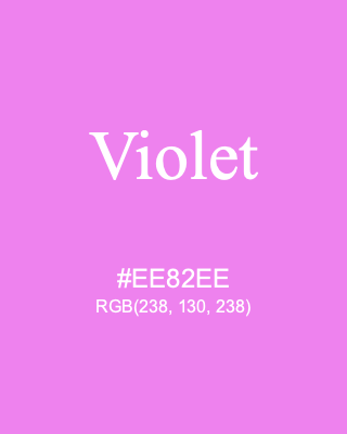 Violet, hex code is #EE82EE, and value of RGB is (238, 130, 238). HTML Color Names. Download palettes, patterns and gradients colors of Violet.