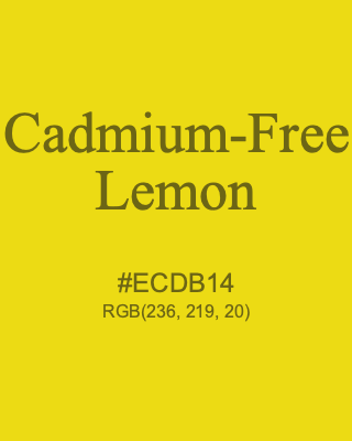 Cadmium-Free Lemon, hex code is #ECDB14, and value of RGB is (236, 219, 20). Winsor & Newton Artists Oil Colour. Download palettes, patterns and gradients colors of Cadmium-Free Lemon.