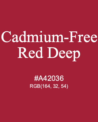 Cadmium-Free Red Deep, hex code is #A42036, and value of RGB is (164, 32, 54). Winsor & Newton Artists Oil Colour. Download palettes, patterns and gradients colors of Cadmium-Free Red Deep.