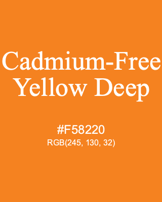 Cadmium-Free Yellow Deep, hex code is #F58220, and value of RGB is (245, 130, 32). Winsor & Newton Artists Oil Colour. Download palettes, patterns and gradients colors of Cadmium-Free Yellow Deep.