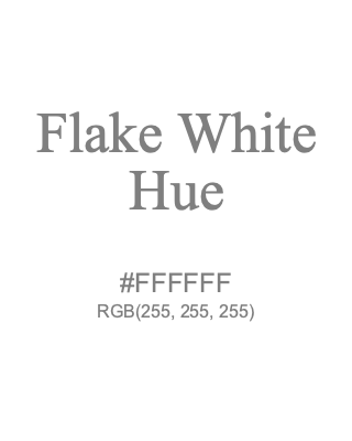 Flake White Hue, hex code is #FFFFFF, and value of RGB is (255, 255, 255). Winsor & Newton Artists Oil Colour. Download palettes, patterns and gradients colors of Flake White Hue.