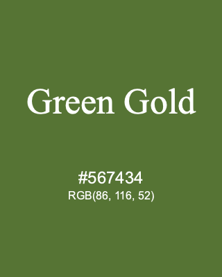 Green Gold, hex code is #567434, and value of RGB is (86, 116, 52). Winsor & Newton Artists Oil Colour. Download palettes, patterns and gradients colors of Green Gold.