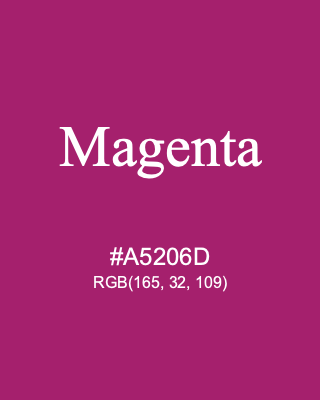 Magenta, hex code is #A5206D, and value of RGB is (165, 32, 109). Winsor & Newton Artists Oil Colour. Download palettes, patterns and gradients colors of Magenta.