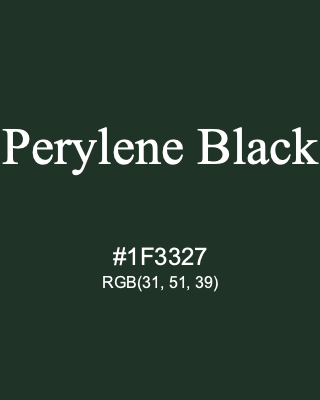 Perylene Black, hex code is #1F3327, and value of RGB is (31, 51, 39). Winsor & Newton Artists Oil Colour. Download palettes, patterns and gradients colors of Perylene Black.