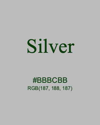 Silver, hex code is #BBBCBB, and value of RGB is (187, 188, 187). Winsor & Newton Artists Oil Colour. Download palettes, patterns and gradients colors of Silver.