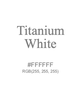 Titanium White, hex code is #FFFFFF, and value of RGB is (255, 255, 255). Winsor & Newton Artists Oil Colour. Download palettes, patterns and gradients colors of Titanium White.