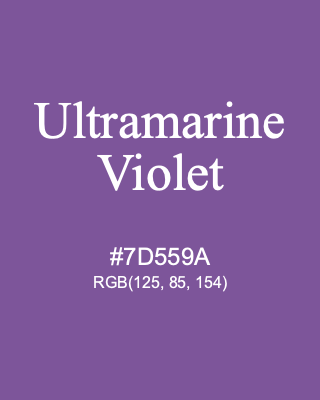 Ultramarine Violet, hex code is #7D559A, and value of RGB is (125, 85, 154). Winsor & Newton Artists Oil Colour. Download palettes, patterns and gradients colors of Ultramarine Violet.