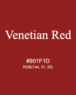 Venetian Red, hex code is #901F1D, and value of RGB is (144, 31, 29). Winsor & Newton Artists Oil Colour. Download palettes, patterns and gradients colors of Venetian Red.
