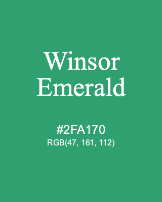 Winsor Emerald, hex code is #2FA170, and value of RGB is (47, 161, 112). Winsor & Newton Artists Oil Colour. Download palettes, patterns and gradients colors of Winsor Emerald.