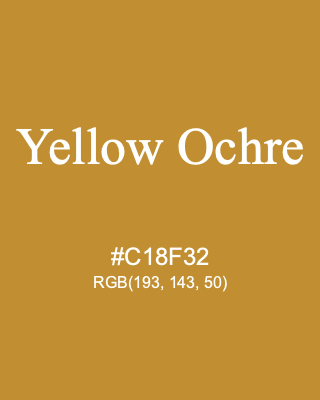 Yellow Ochre, hex code is #C18F32, and value of RGB is (193, 143, 50). Winsor & Newton Artists Oil Colour. Download palettes, patterns and gradients colors of Yellow Ochre.