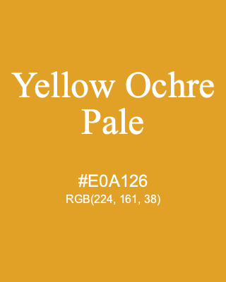 Yellow Ochre Pale, hex code is #E0A126, and value of RGB is (224, 161, 38). Winsor & Newton Artists Oil Colour. Download palettes, patterns and gradients colors of Yellow Ochre Pale.